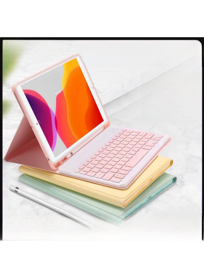 For IPad10 Generation Protective Case Magnetic Suction With Pen Slot Pro11 Bluetooth Keyboard Mouse 9 Generation Tablet Protective Case-Color:Sky Blue-leather Case + Keyboard-Applicable Model:iPad AIr6 M2（2024） - Image 2
